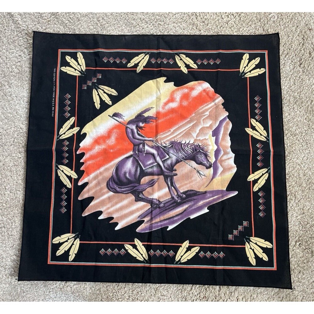 Vtg Native American Horse Southwestern Motorcycle Bandana Scarf USA RN15187